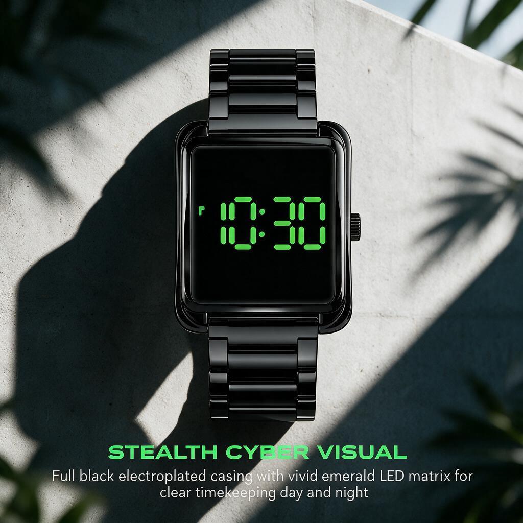 Мужские цифровые часы SKMEI Квадратные LED Нержавеющая сталь Модные 1505