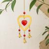 Brass Wind Chime 3 Bells Glass Heart Beads