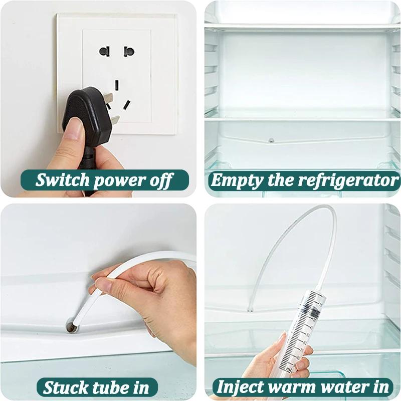 5PCS Refrigerator Drain Clean Brush Wash Brush Suction Syringe Hose Fridge Cleaner Stick Dredge Tool 1.5M Drain Hole Kit