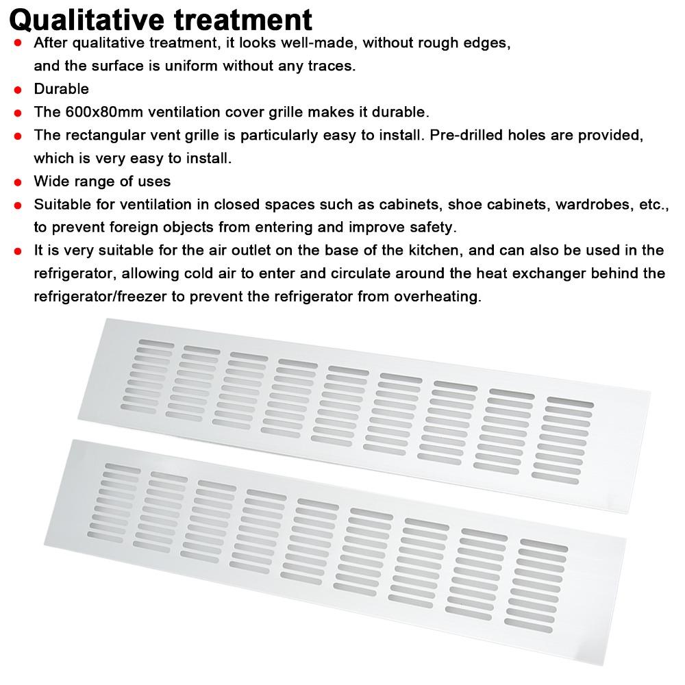 2 Pcs Set Aluminium Alloy Ventilation Grille Multiple sizes Vent Plate Closet Ventilation