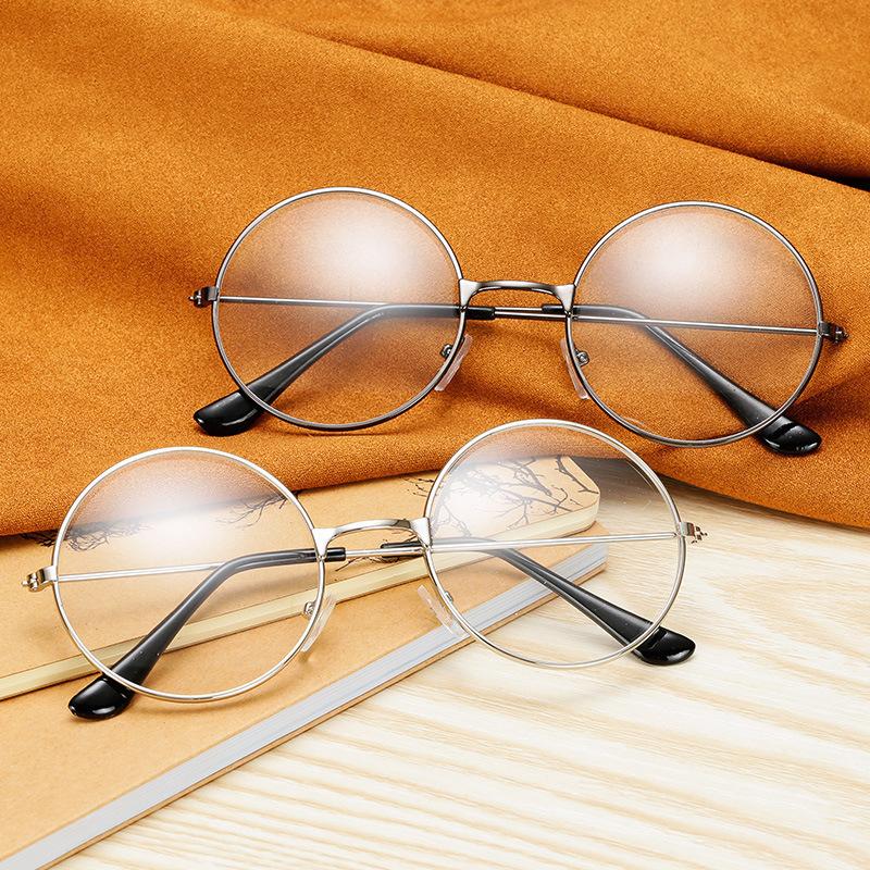Literary glasses retro round flat glasses glasses frame metal alloy myopia prince glasses men's frame women's tide