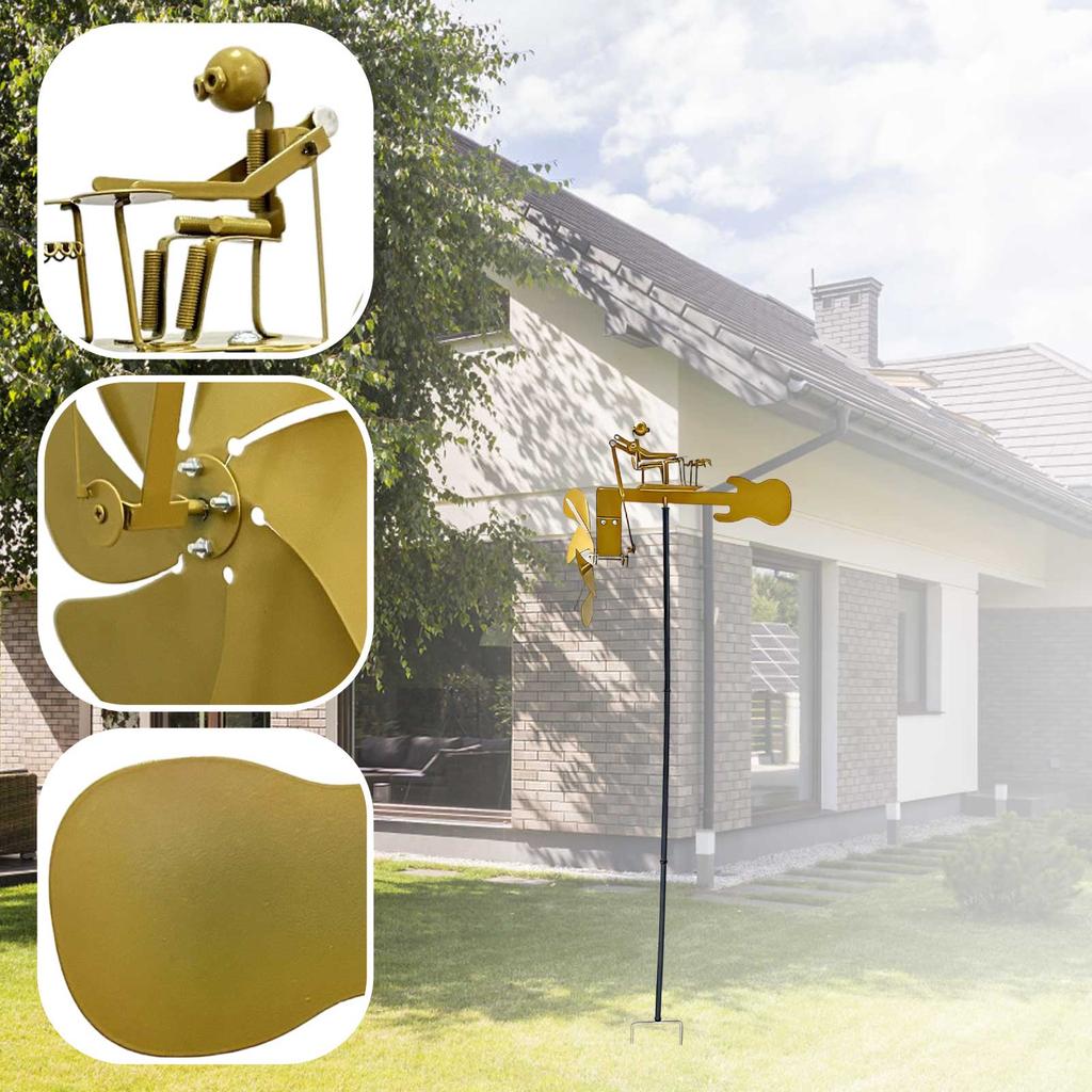 Ручная работа металлическая мельница-барабанщик, украшение сада в виде мельницы-барабанщика, музыкальные фигурки перкуссионистов, забавная скульптура на ветряной тяге