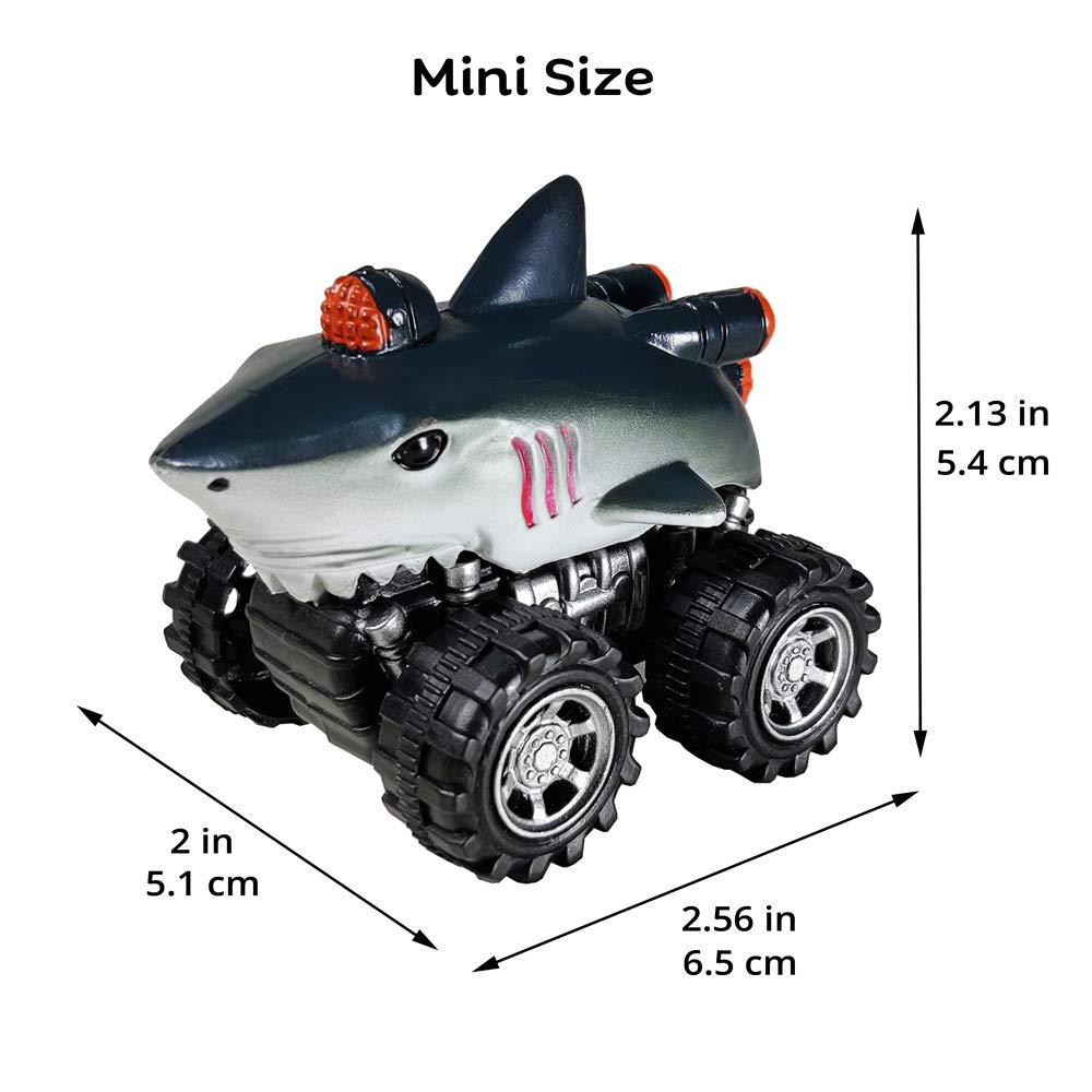 Pull Back Dinosaur Car Toy Monster Truck Vehicle Playset (4 Sea Animal Cars)