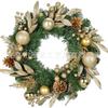 Christmas Decorations Set: LED String Lights Red Poinsettia Flowers Wreath Door Hanging Home Festive Interior