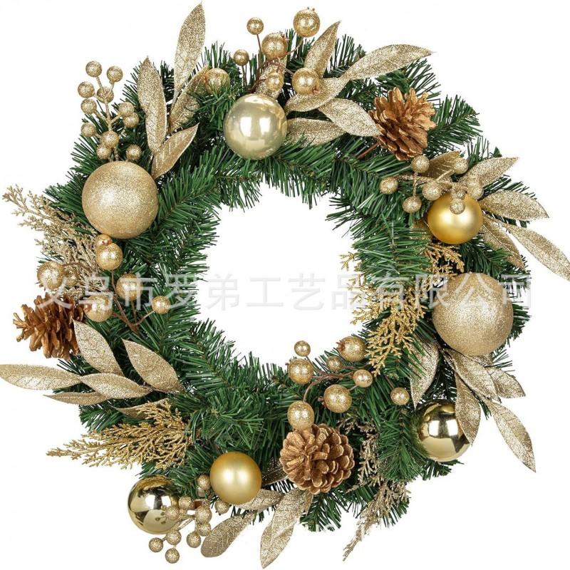 Christmas Decorations Set: LED String Lights Red Poinsettia Flowers Wreath Door Hanging Home Festive Interior