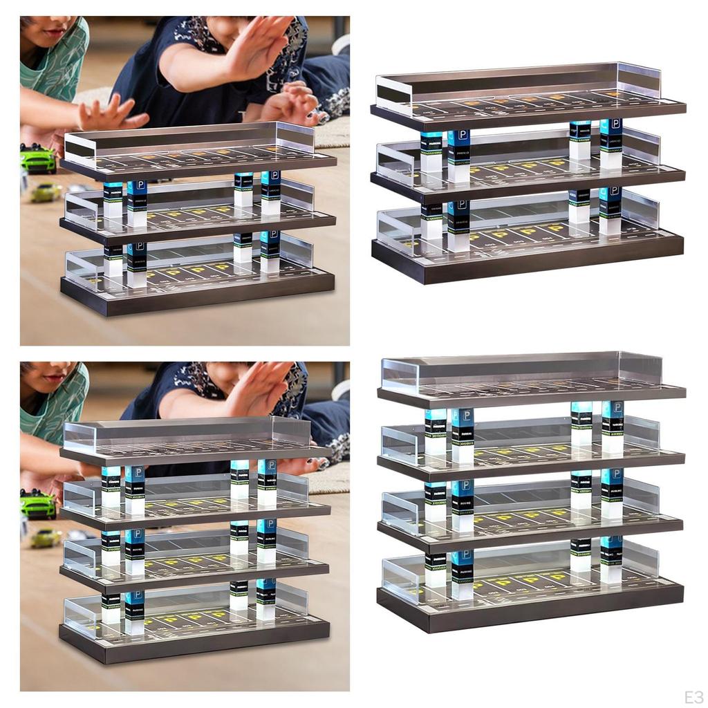 1/64 Car Model Showcase with Light for Alloy Vehicles Protection Stand