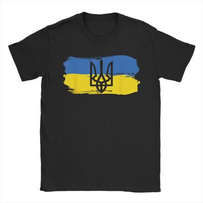 Украина Украинский Флаг Мужская Футболка Смешные Футболки С Коротким Рукавом С Круглым Вырезом 100% Хлопок Подарок Одежда