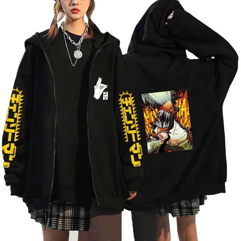 Anime Chainsaw Man Zip Hoodies Sweatshirts