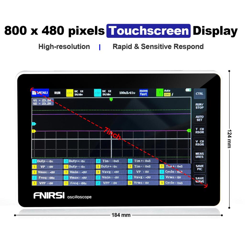 Сенсорная панель цифровой осциллограф двухканальный 100M полоса пропускания 1GS выборка компактный портативный мини планшет цифровой осциллограф