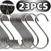 23pcs S - Shaped Hook Set - Multifunctional Metal Hooks, Suitable for Kitchen, Bathroom, Garage and Garden | Fashionable Wardrobe Organizer
