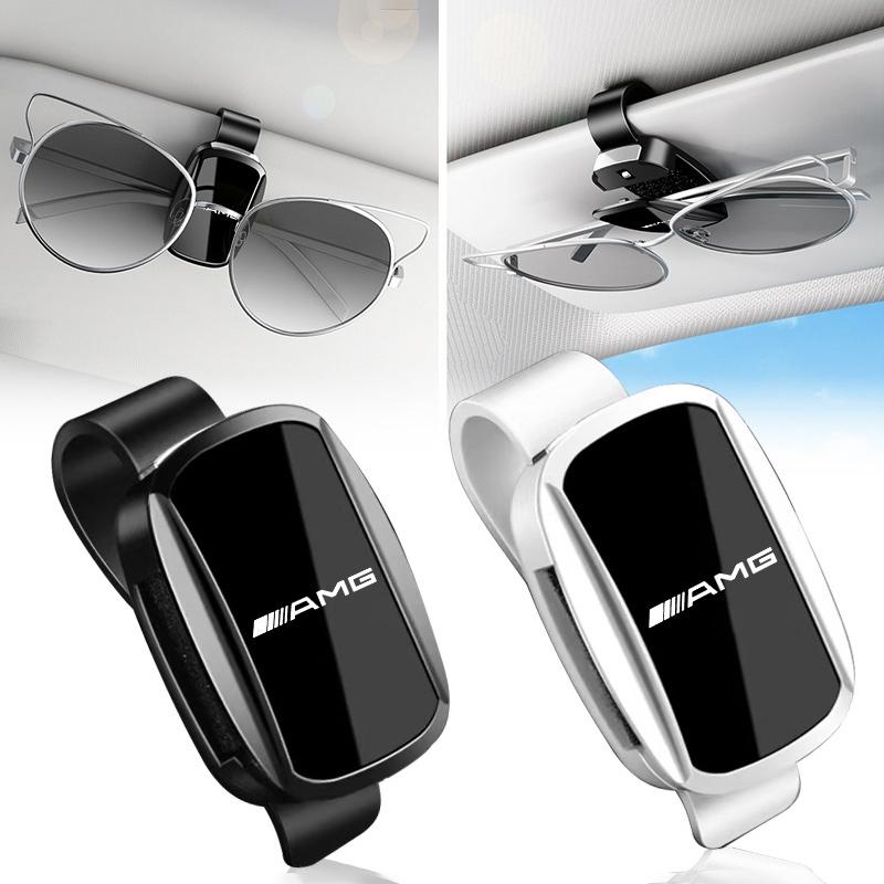 XUY2 New Car Sun Visor Glasses Holder Sunglasses Case Eyeglasses Clip For Mercedes Benz AMG W203 W206 W220 W205 W211 Keychain