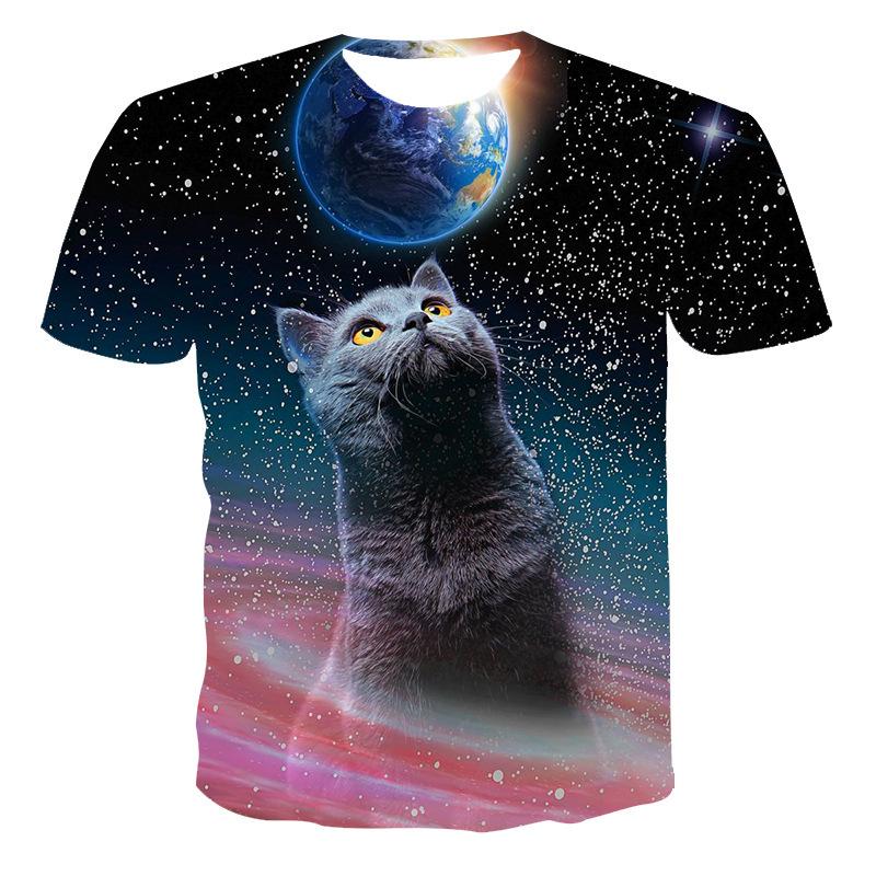 2023 summer men's and women's loose large size 3D animal cat printing casual T-shirt men's short sleeve source manufacturer wholesale
