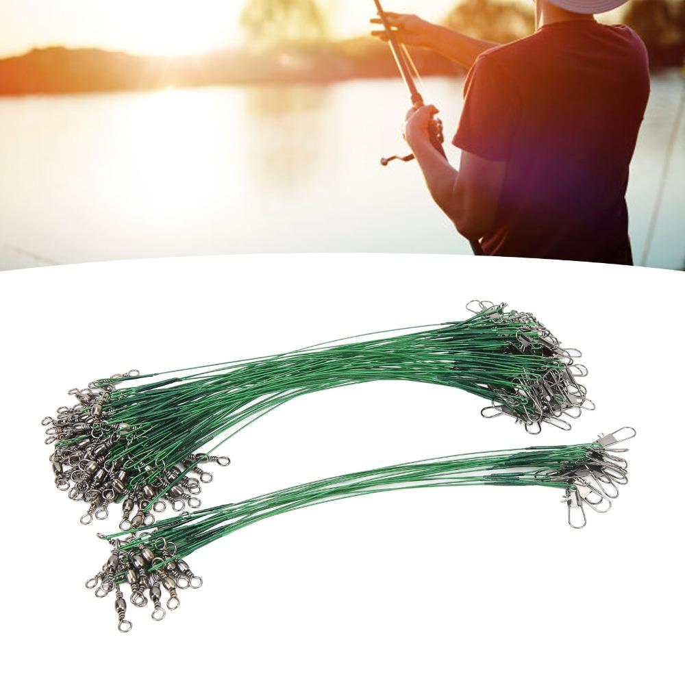 100PCS Steel Wire Leaders with Snaps Leader Wire Portable Fishing Wire Leaders Fishing Accessories