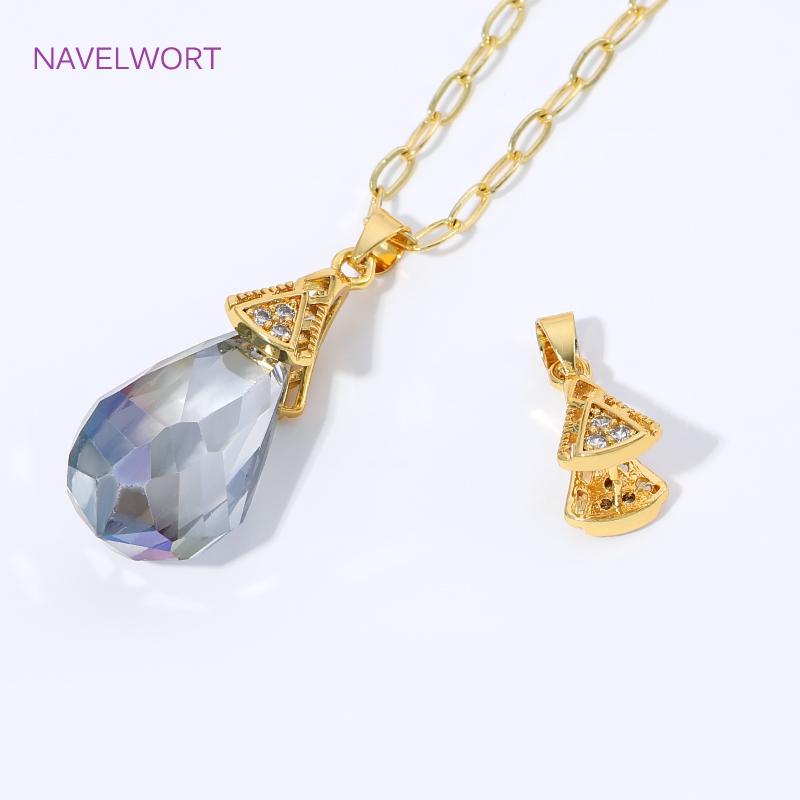 18K Gold Plated Brass Pendant Pinch Bail For Jewelry Making,With Zircon Bail Holder For Pendant,DIY Necklace Accessories