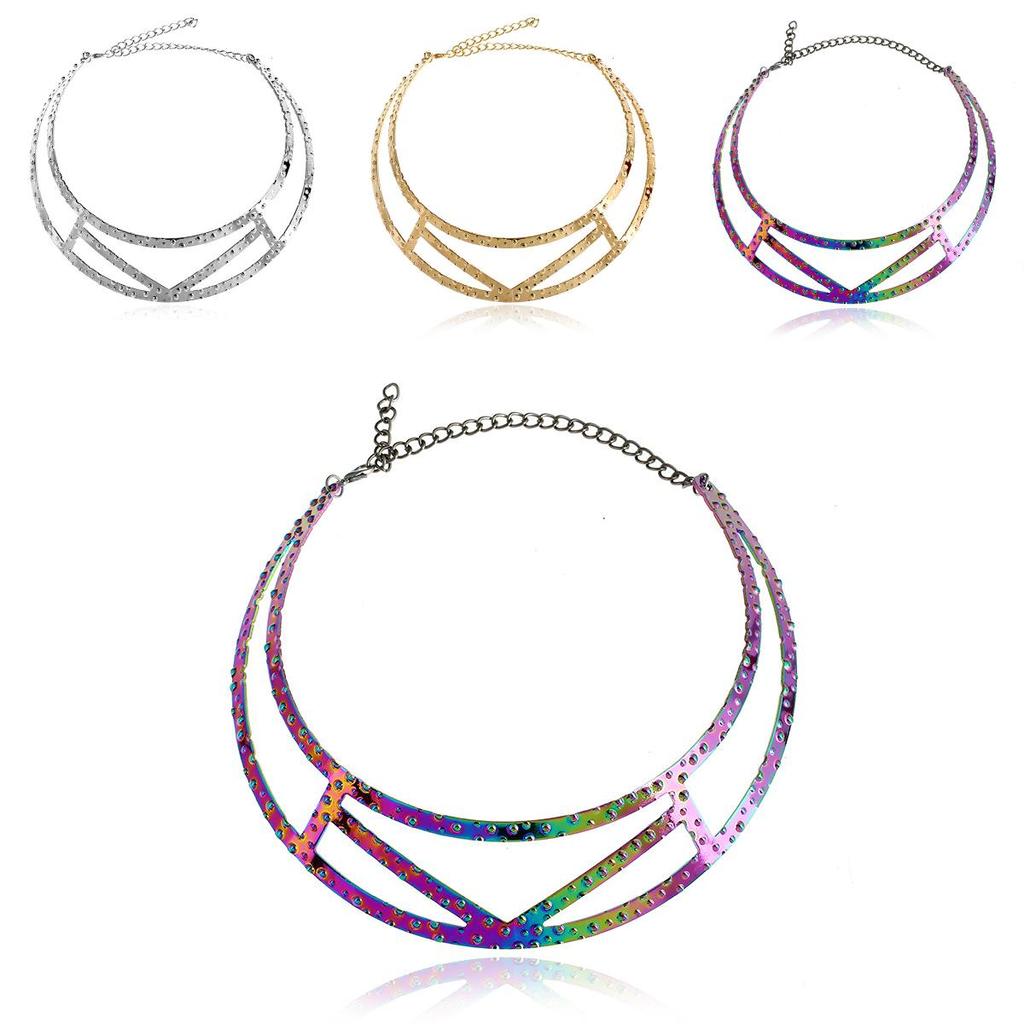 Короткое металлическое колье в европейском стиле с гальваническим покрытием для любителей моды