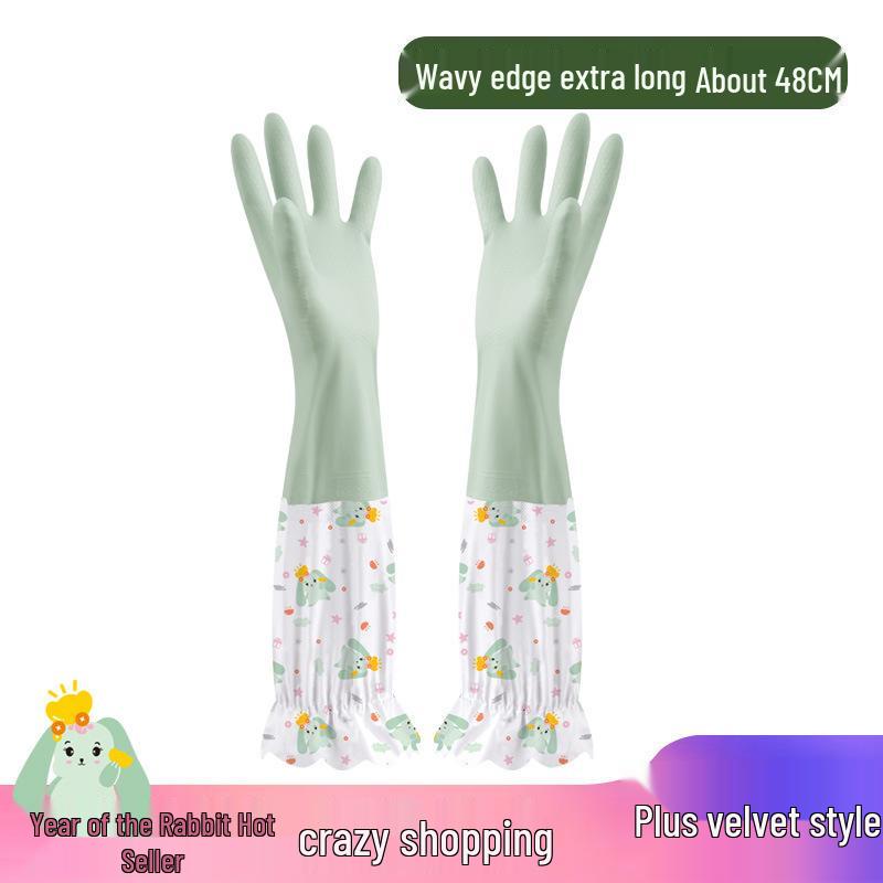 Резиновые перчатки для мытья посуды с флисовой подкладкой - Очень толстые, водонепроницаемые и теплые для использования на кухне или в прачечной