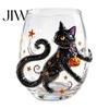 Ghost Whiskey Glass Halloween Glass, Black Cat Spider Net Skull Tumbler for Durable Coffee Mug Cocktail, 350ml Spooky Drinkware Home Bar, Festive