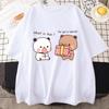 Panda Bear T-shirt Bubu Dudu Couple 100%Cotton Cute Cartoon Print Women Shirt Summer Cozy Soft Tops Casual Children Korean Style Unisex T-shirt