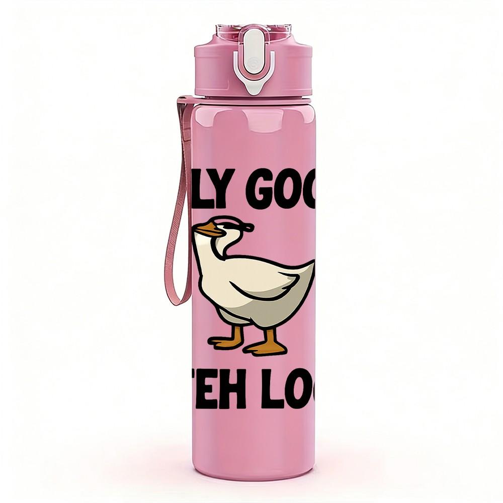 1PC Silly Goose Letter Duck Graphic 750ml Color Plastic Sports Water Bottle Leakproof Flip Straw Lid For Sports Office Home Use