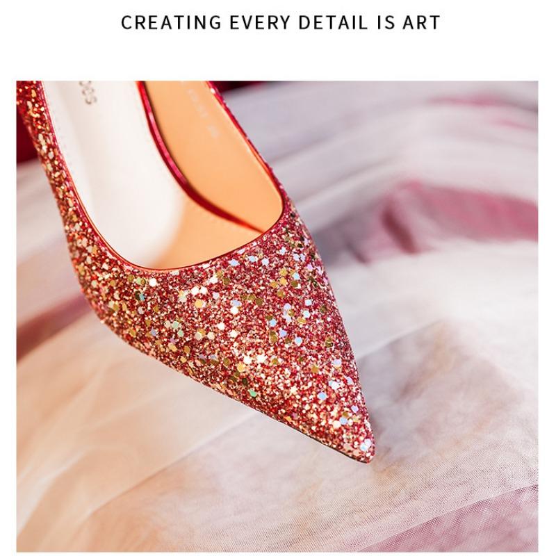 Летний лук, пайетки, градиентный цвет, туфли на высоком каблуке, свадебные туфли