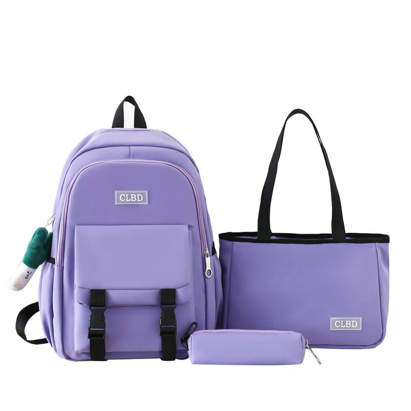 Многокомпонентный рюкзак, набор для учащихся средних школ, школьный рюкзак, однотонный рюкзак для девочек большой вместимости