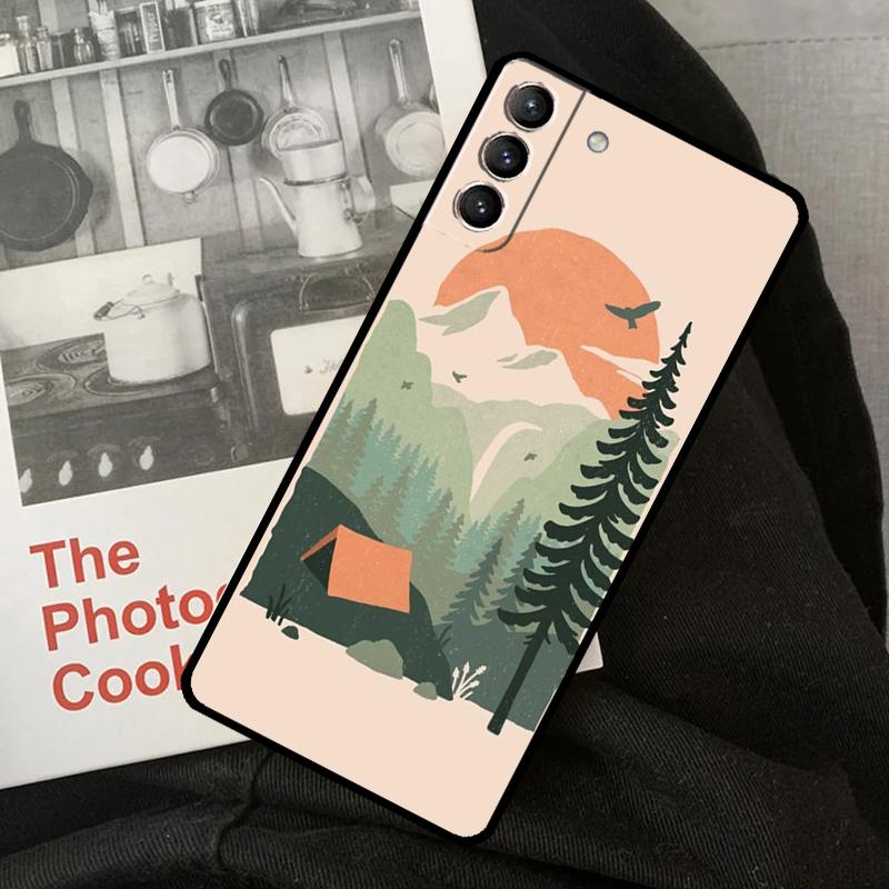 Nature Camping Art Phone Case For Samsung Galaxy S22 S23 S24 Ultra S20 S21 S24 FE S9 S10 Plus Note 10 20 Ultra