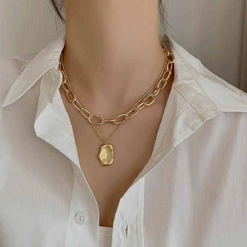 Панк Винтаж Змея Подвеска Ожерелье Для Женщин Хип-Хоп Золотой Цвет Многослойная Коренастая Цепочка Портрет Монета Ожерелье Модные Ювелирные Изделия