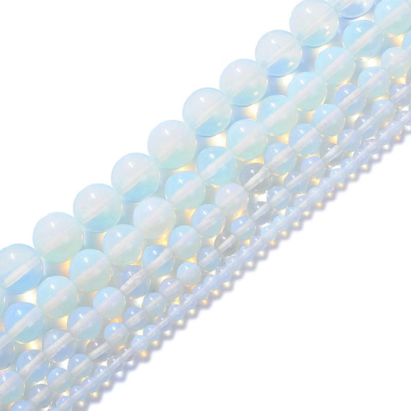 Natural White Opal Gemstone Beads Loose Spacer Beads for Jewelry Making Pick Size 4 6 8 10mm