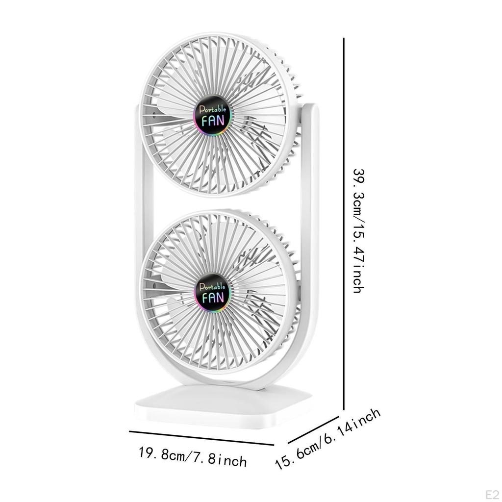 Desk Fan 3 Speeds Lightweight Double Head Electric for Bedroom Office Kitchen Home Dorm