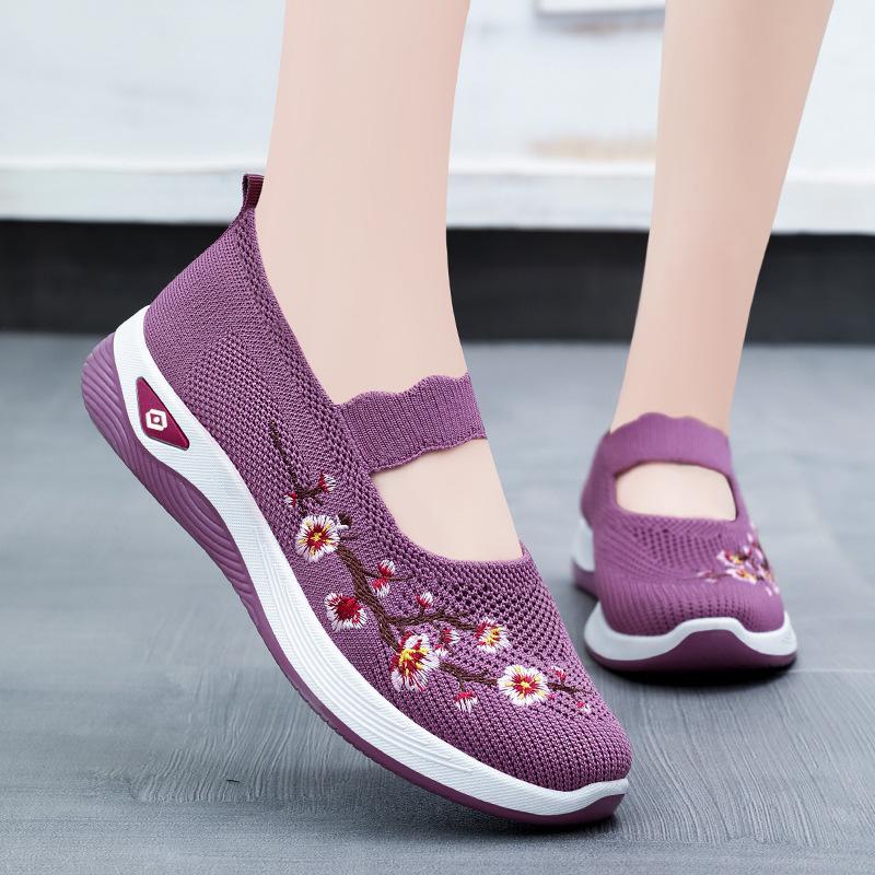 Women's Shoes Large Size Casual Shoes Summer New Fly-woven Breathable Mesh Shoes Soft Sole Comfortable Shoes Women's