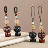 Chinese Style Pendant Sandalwood Key Chain Lucky Cat Pendant Key Chain Strap Mobile Phone Ring