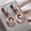 1 Pair Golden Color Drop Earrings for Women Needle Rhinestone Circle Crystal Jewelry Zircon Long Dangle Earrings