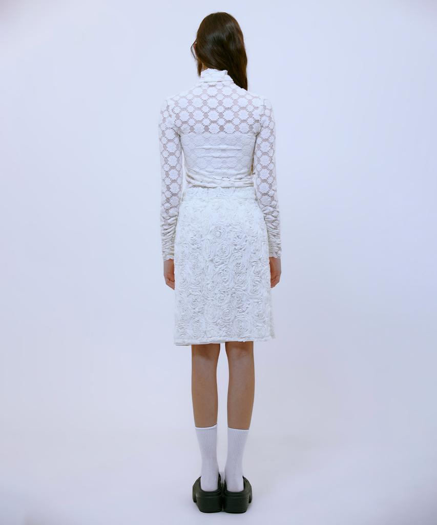 Thirteen Months Chiffon Flower Midi Skirt (White)