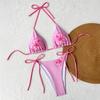 2Pcs/Set Women Bikini Set Adjustable Halter Strap Bikini Bra Bow Tie Swimming Briefs Set Summer Vacation Party Swimwear