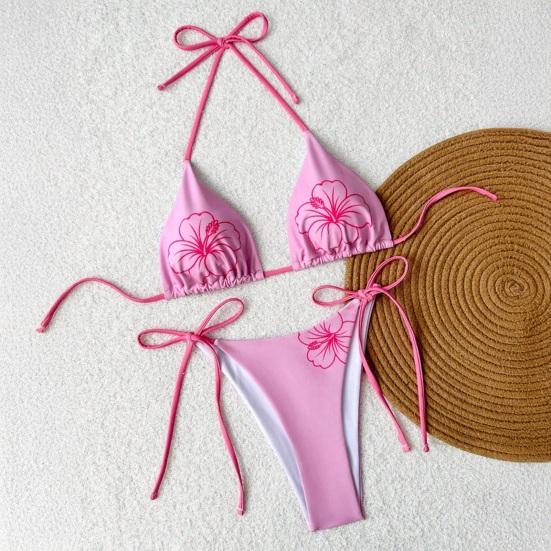 2Pcs/Set Women Bikini Set Adjustable Halter Strap Bikini Bra Bow Tie Swimming Briefs Set Summer Vacation Party Swimwear