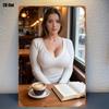 Уютная девушка с книгой Металлическая жестяная вывеска x Дюйм Ретро Настенное искусство для Гостиной Спальни Кофейни Декор