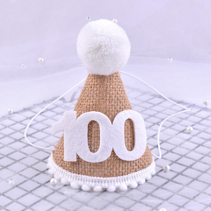 Мешковинная шапка для первого дня рождения ребенка, льняная фетровая шапка для 1-го, 2-го, 3-го года, детская шапка для душа, повязка на голову, украшение на день рождения