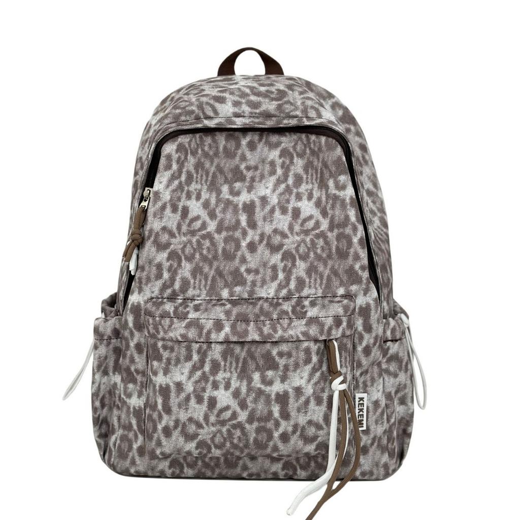 School Bag Japanese Ins Leopard Print College Student School Bag Personalized Versatile Niche Unpopular Fashion Backpack Leisure Travel Backpack