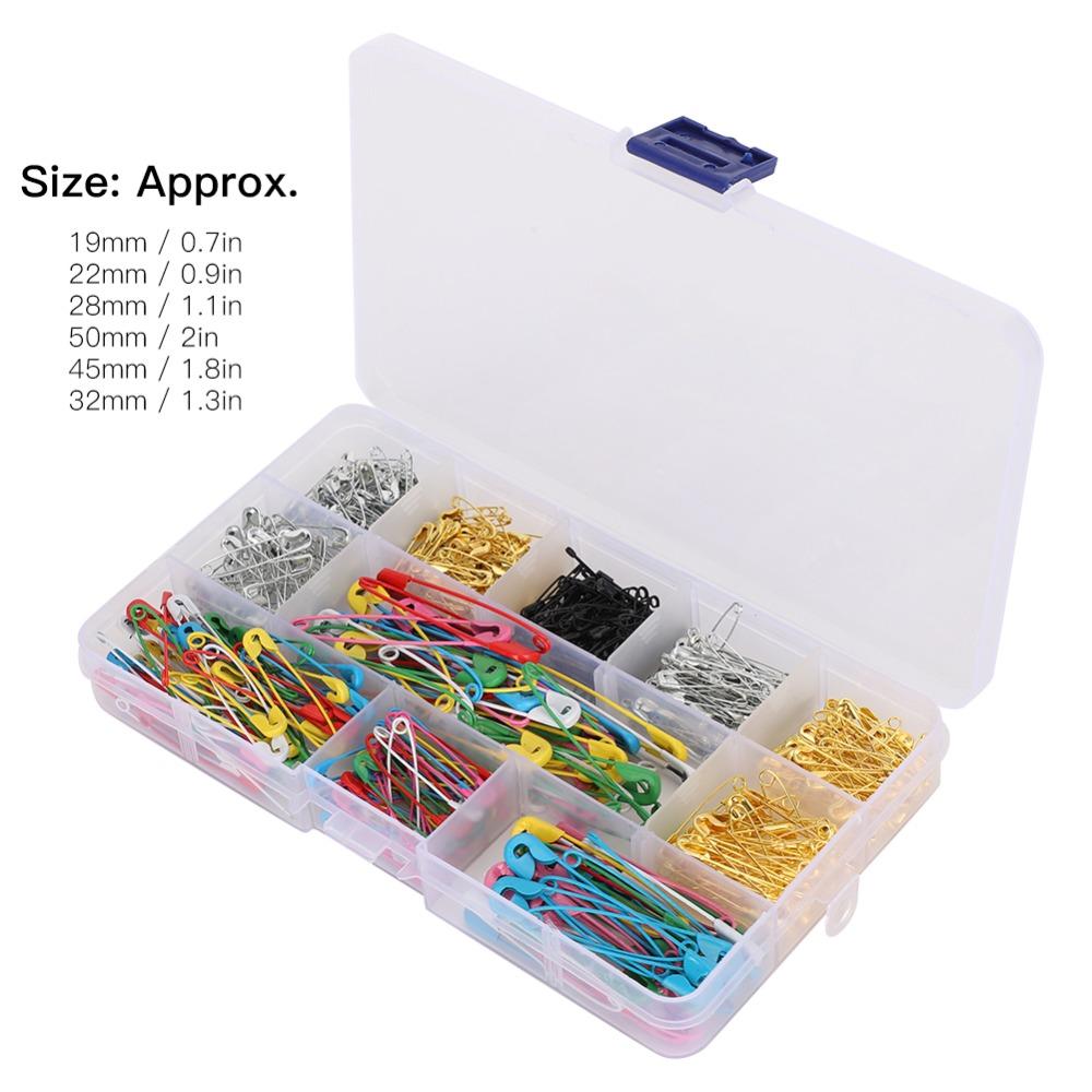 500PCS Multicolor Color Safety Pins 7 Sizes Boxed Set Pins Accessories Safety Pins Sewing
