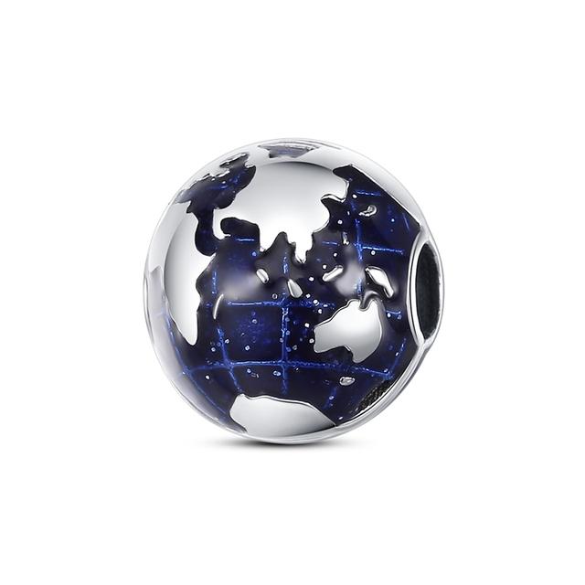 Globe Design Charm 925 Sliver Planet Earth Pendant Charm Beads Fit Fashion Style Bracelet Charms Jewelry Gift