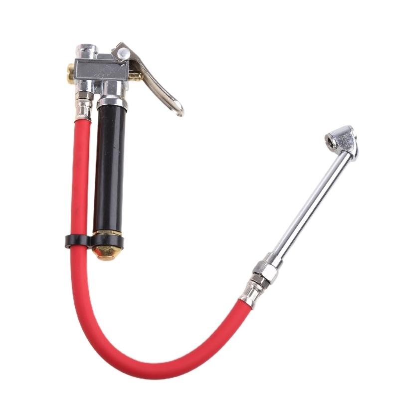 Сверхпрочный байонетный манометр для накачивания шин и колес с давлением 10–120 фунтов на кв. дюйм со шлангом и зажимным патроном «Straight On»