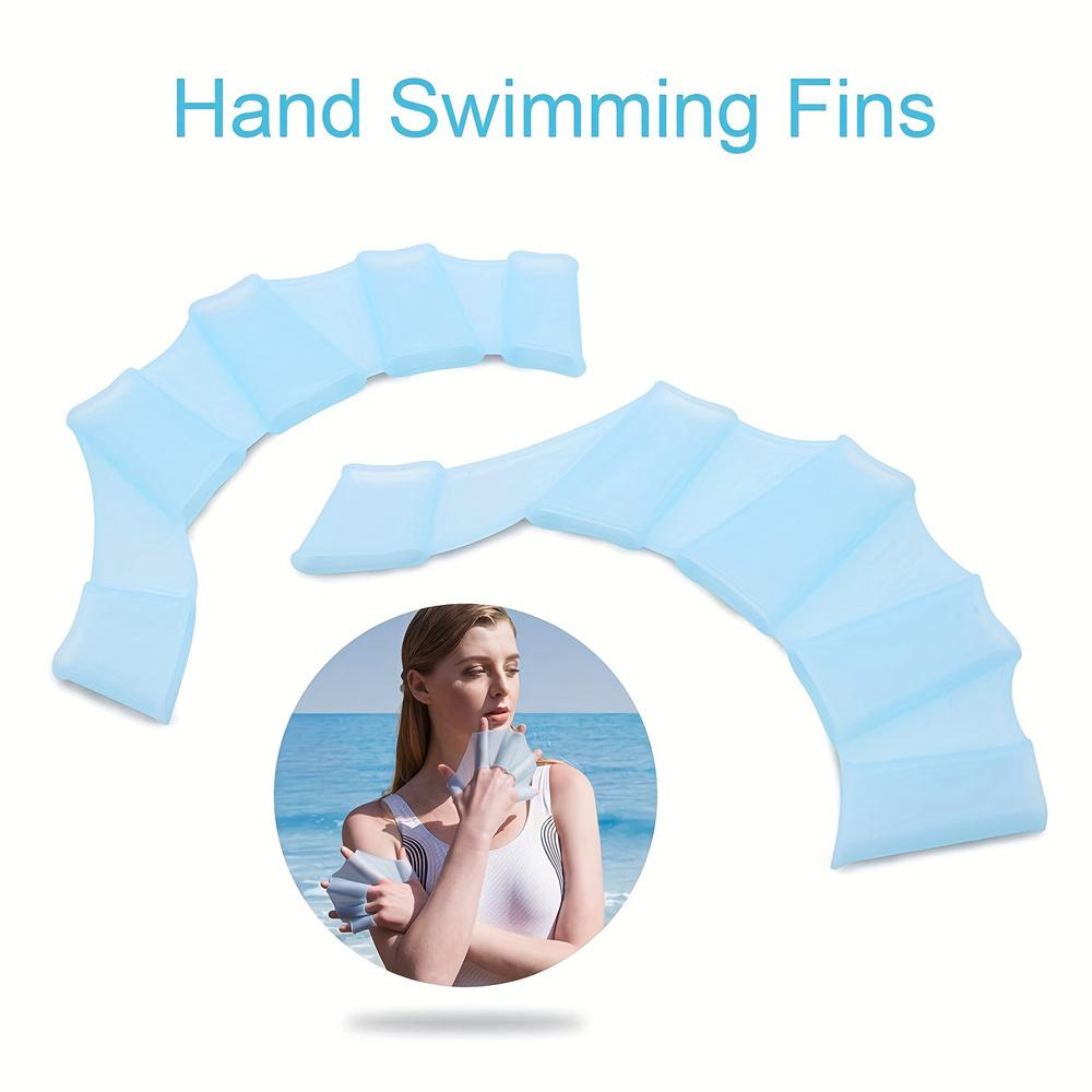 1Pair Silicone Swim Fin, Mesh Gloves and Swimming Training Equipment for Outdoor Diving and Swimming Training, Half Finger Fins