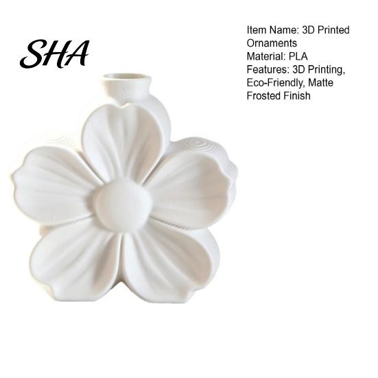 Solid Base Desktop Ornament 3D Printed Minimalist Flower Vase, Matte Frosted Decorative Vase for Fresh Modern Home Table Decor or Dried Stems,