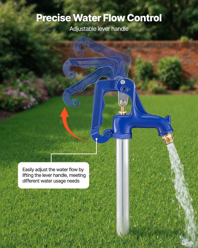 Frost Proof Yard Hydrant, 1280mm Freeze-Proof Outdoor Faucet with 609.6mm Bury Depth, G 3/4" Pipe Connection & Hose Coupling, No Lead Freezeless