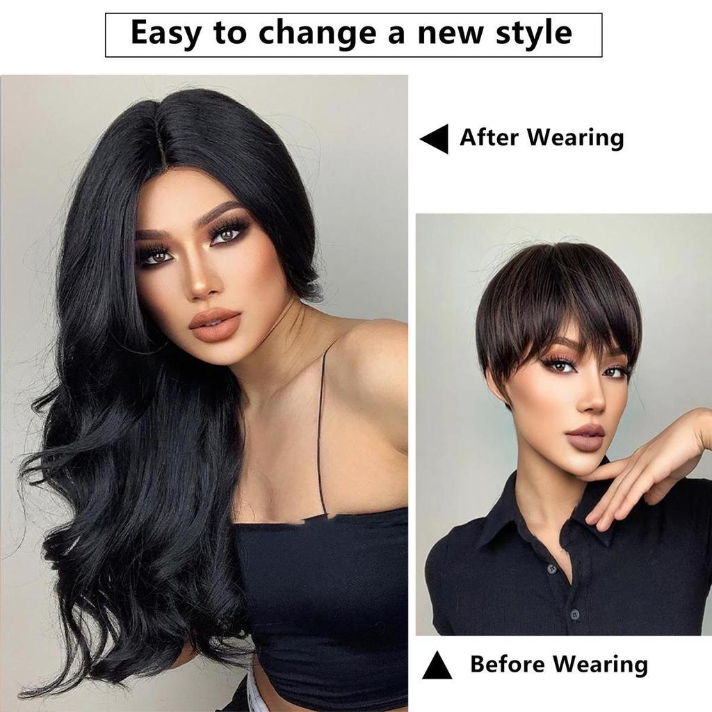 Women's 66cm Hair Black Long Curly Hair T-shaped Front Lace Rose Hair Net Headwear Pure Hand Woven Lace Wigs Kanekalon Wig