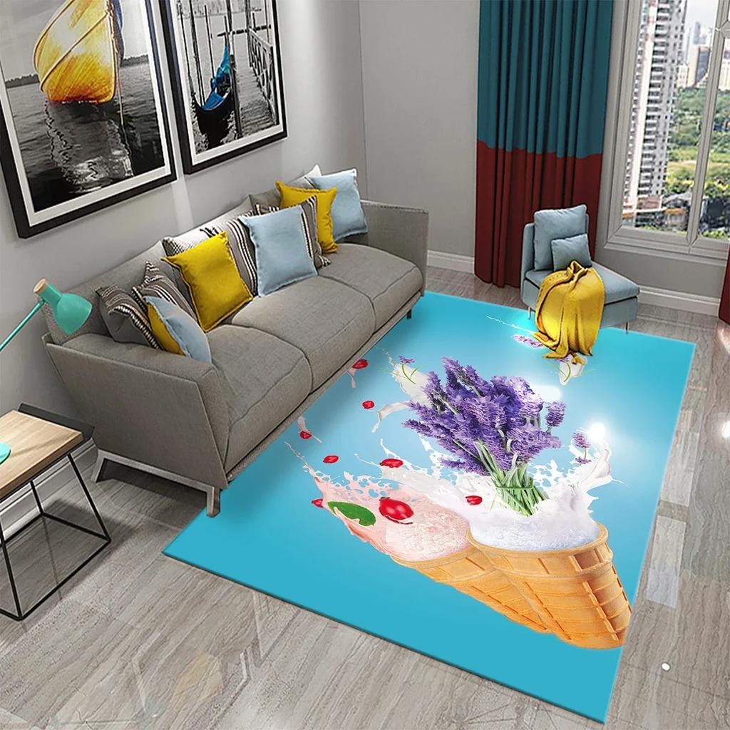 Ковер Мороженое Десертный Узор Коврики для Гостиной Детской Спальни Коврик для Веранды Кухонные Нескользящие Коврики Декор Прихожей Ковер