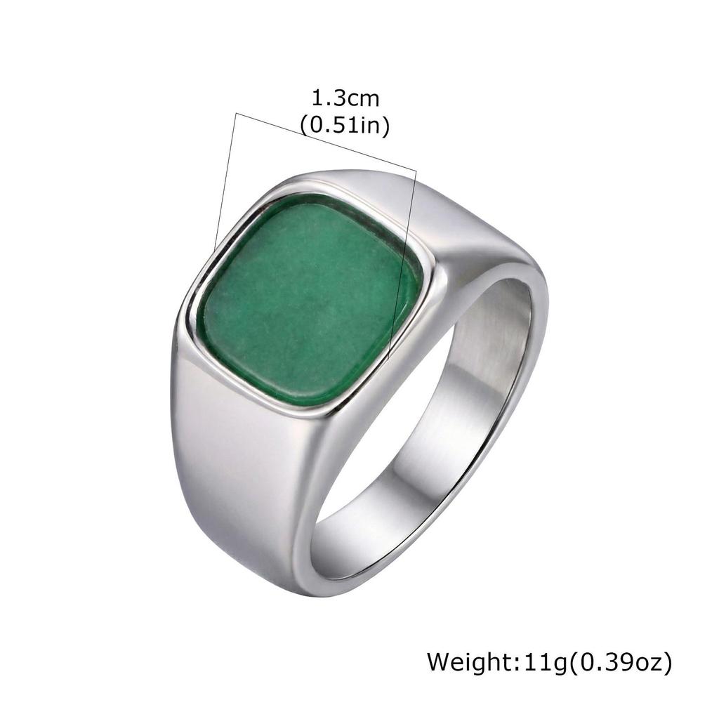 Квадратное кольцо из нержавеющей стали с тигровым глазом и металлическим блеском - Модный аксессуар для указательного пальца RC-620