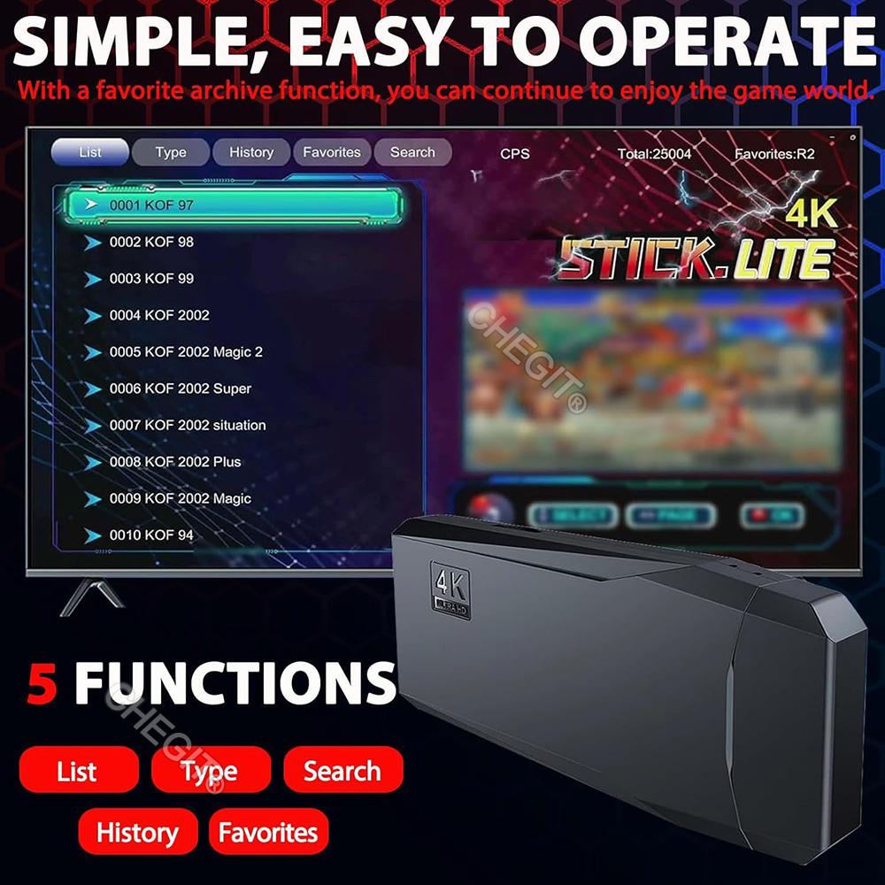 Video Game Stick Lite 4K HD Video Game M8 Console 64GB Double Wireless Controller For 10000 Retro Games Kid Xmas Gift