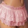 Lace Women Skirt Panties Triangle Underpants Low Waist Floral Embroidery Ruffle Briefs Bedroom Sex Clothes For Honeymoon Wedding Night