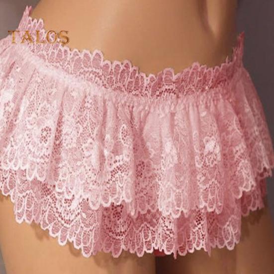 Lace Women Skirt Panties Triangle Underpants Low Waist Floral Embroidery Ruffle Briefs Bedroom Sex Clothes For Honeymoon Wedding Night